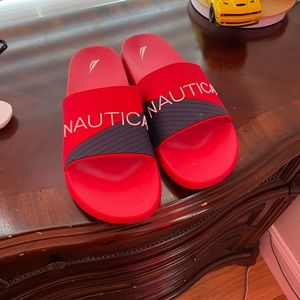 Nautica slides worn once amazing condition.
